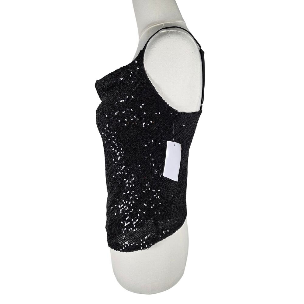 NWT XS‎ Leith Black Sequin Spaghetti Strap Lined Top - Picture 5 of 10